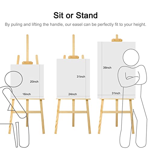 Trintion Easel Stand 1.5M Studio Easel Adjustable Drawing Painting Holder Folding Art Stand for Wedding Wooden A-Frame Display Drawing Board for Painting