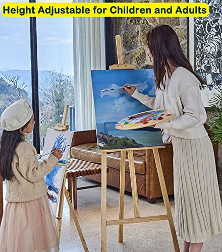 Artist Easel, Wooden A-Frame Easel Stand, Studio Easel 1.75M Adjustable Drawing Painting Holder, Canvas Stand Portable Easel Art Stand for Painting Sketch Wedding Display Exhibition, Easy to Assemble