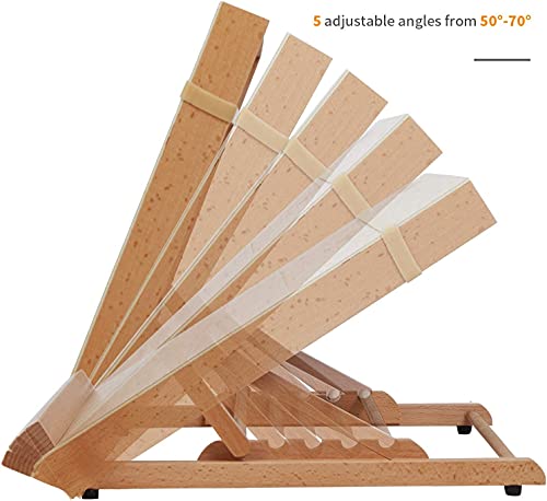 Art Drawing Board- Portable & Adjustable Beech Wood Sketching Board with T Ruler - Wooden Desktop/Tabletop Easel for Drawing on Location, in Class, at Work, or Plein Air, Large Doard 18½" X 14¼" (A3)