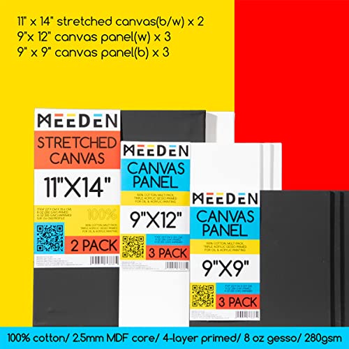 MEEDEN Acrylic Painting Kit with Wood Tabletop Easel, 48x22ml Acrylic Paints, 10 Brushes, Stretched Canvas, Art Supplies, Acrylic Painting Set for Adults, Beginner, Artists