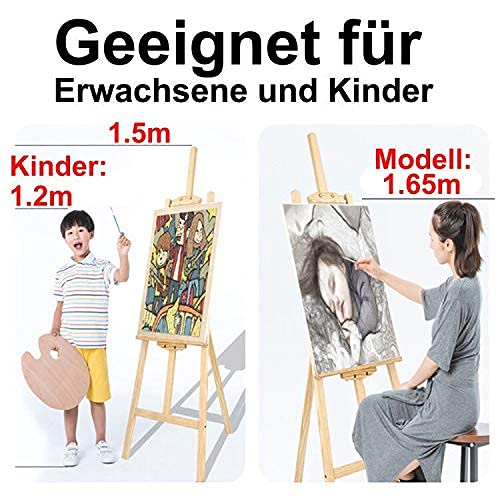 Wedding Easel Studio Artist Art 1.5M/59 Inch A Frame Adjustabel Height Folding Display Drawing Board Artist Sketching Painting Craft Easel Stand Natural Pine Wooden Easy to Install