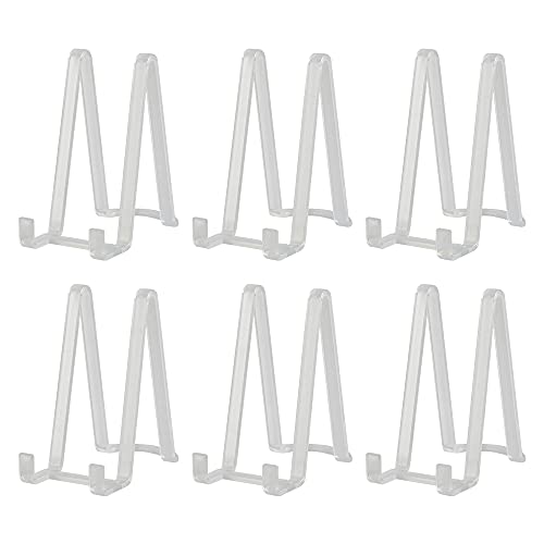 Plate Stands for Display - Plastic Easel Stand Plate holder Display stand Picture Frame Stand for Pictures | Photo|Decorative Plate |Dish | Tabletop Art - 6 inch-Clear