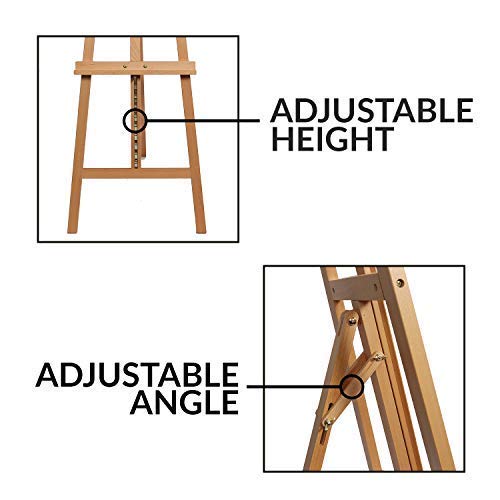 Artistik Artist Easel - Professional Studio Easel A-Frame Floor Standing Easel Tripod for Painting and Sketching, Artists - 100% Solid Beech Wood - 6ft Height