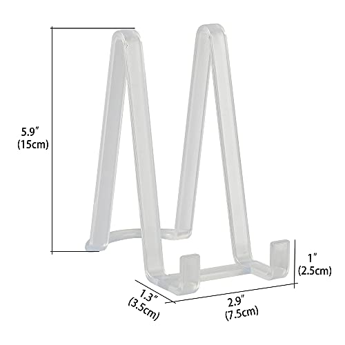Plate Stands for Display - Plastic Easel Stand Plate holder Display stand Picture Frame Stand for Pictures | Photo|Decorative Plate |Dish | Tabletop Art - 6 inch-Clear