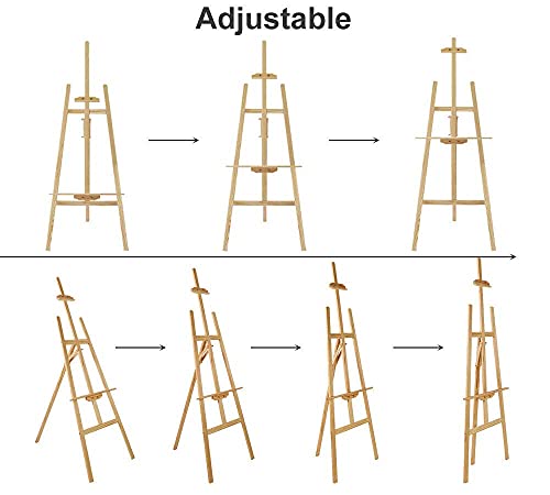 Wedding Easel Studio Artist Art 1.5M/59 Inch A Frame Adjustabel Height Folding Display Drawing Board Artist Sketching Painting Craft Easel Stand Natural Pine Wooden Easy to Install