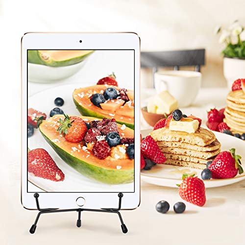 Mocoosy 4 Pack Improved Anti-Slip Plate Stands for Display, 6 Inch Plate Holder Display Stand, Picture Frame Holder Stand, Black Iron Easel Stands for Photo, Decorative Plate, Tablets and Tabletop Art
