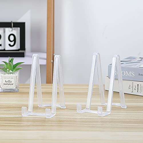 Plate Stands for Display - Plastic Easel Stand Plate holder Display stand Picture Frame Stand for Pictures | Photo|Decorative Plate |Dish | Tabletop Art - 6 inch-Clear