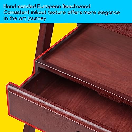 MEEDEN Walnut Stain Studio H-Frame Easel with Art Supply Storage Drawer - Adjustable (60"~75") Solid Wood Easel Stand for Artists, Students and Adults, Holds Canvas Art up to 35"