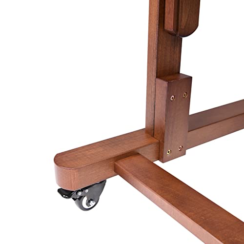 MEEDEN Extra Large H-Frame Studio Easel - Solid Beech Wooden Artist Professional Heavy-Duty Easel, Painting Art Easel Stand with 4 Premium Locking Silent Caster Wheels, Hold Max 82", Classic Walnut