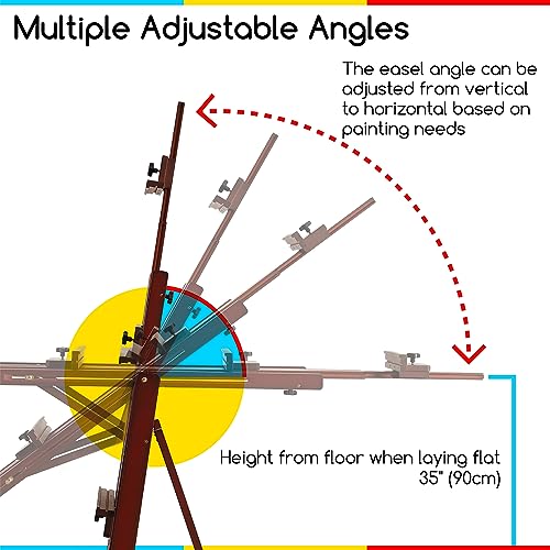 MEEDEN Artist Multi-Function Studio Easel, H-Frame Easel, Painting Easel for Adults, Artist Easel, Floor Easel, Beech Wood Studio Easel, Holds Canvas Art up to 77"(Walnut Color)