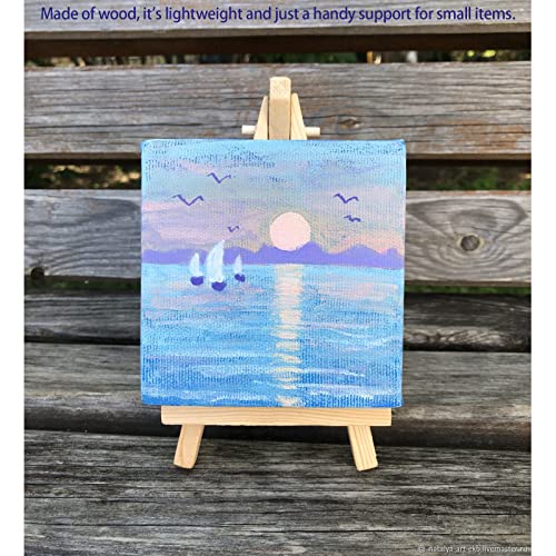 Mini Easels for Display, 2Pcs Wooden Mini Easel Stand Tabletop Art Display Easels Small Easel Stand Small Painting Easel, Desktop Holder Stand for Displaying Canvas Paintings,Drawing, Weddings, Kids