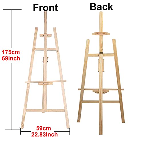 Studio Easel 1.75m Foldable Wooden A Frame Painting Painter Drawing Stand Board 69 Inch Art Display Easel Artist Sketching Wedding Craft Pine Wood