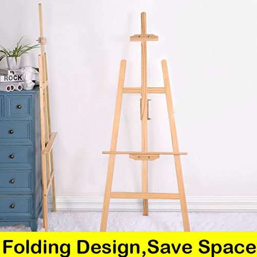 Studio Easel 1.75m Foldable Wooden A Frame Painting Painter Drawing Stand Board 69 Inch Art Display Easel Artist Sketching Wedding Craft Pine Wood