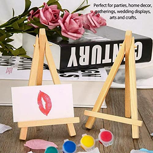 Mini Easel Stand, 2pcs Wooden Card Stands for Display Tabletop Art Display Easels, Small Easel Stand Kids, Desktop Holder Stand for Displaying Canvas Paintings, Drawing, Small Painting Easel Wedding