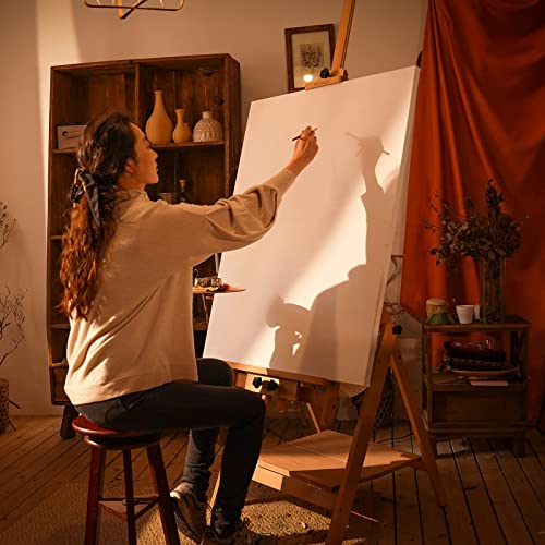 MEEDEN Convertible Studio Easel, Versatile Adjustable Tilts Flat H-Frame Floor Easel, Solid Beech Wood Artist Studio Easel,Professional Painting Easel Stand,Adjusts up to Max 88",Hold Canvas Up to 59"