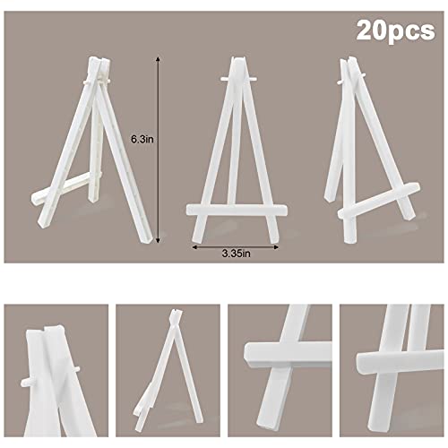 CRAFFANCY Mini Plastic Display Easel, 20 Pcs White Tabletop Art Easel Painting Easels for Photo Paintings Cards Invitations Menu Display