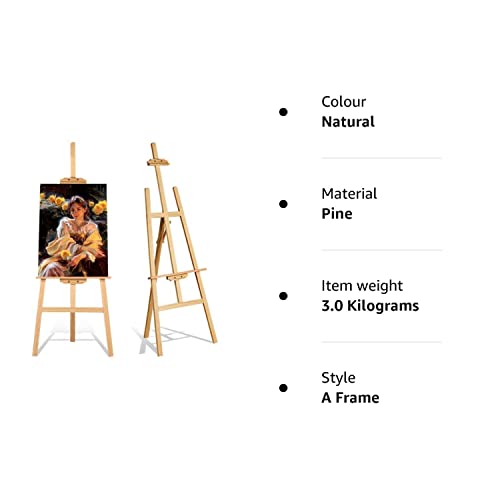 Studio Easel 1.75m Foldable Wooden A Frame Painting Painter Drawing Stand Board 69 Inch Art Display Easel Artist Sketching Wedding Craft Pine Wood
