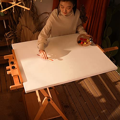 MEEDEN Convertible Studio Easel, Versatile Adjustable Tilts Flat H-Frame Floor Easel, Solid Beech Wood Artist Studio Easel,Professional Painting Easel Stand,Adjusts up to Max 88",Hold Canvas Up to 59"