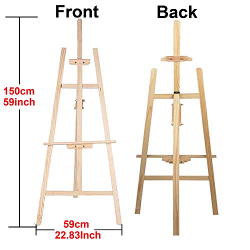 ZanGe 1.5M/59inch Studio Easel Wooden A-Frame Folding Pine Wood Artist Art Craft Adjustable Display Exhibition for Wedding Drawing Painting Holder- Easy to Assemble