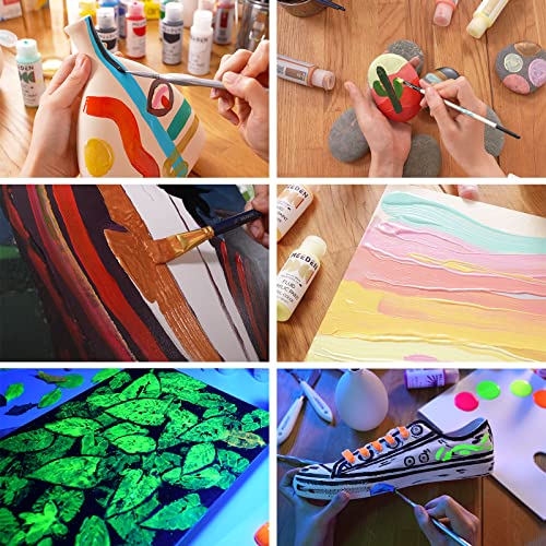 MEEDEN Acrylic Paint Set, Painting Kits with Brushes, Stretched Canvas and Black Panel Draw Sets, Tabletop Wooden Easel Box, 24 Fluid Colors (60ml,2oz), Art Supplies Set for Beginners and Artist