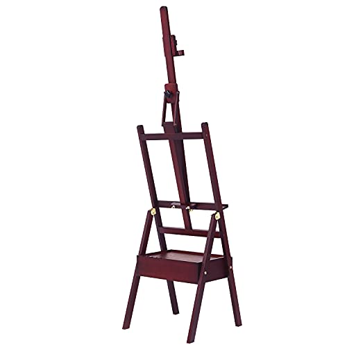 MEEDEN Studio Wooden Easel for Painting, Forward Tilt Beechwood Easel, Adjustable H-Frame Floor Easel Stand with Large Storage Drawer, Professional Art Easel for Artists & Beginners, Max Canvas to 37"
