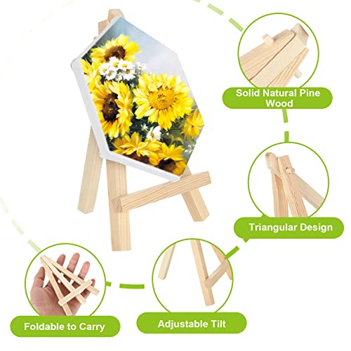 LOLYSIC 30 Pcs Mini Easel Stands, 15x8cm Mini Wooden Easels for Display, Small Wooden Table Top Easels, Adjustable Triangle Wooden Easels for Painting Art Picture Display Wedding Party Home Decor
