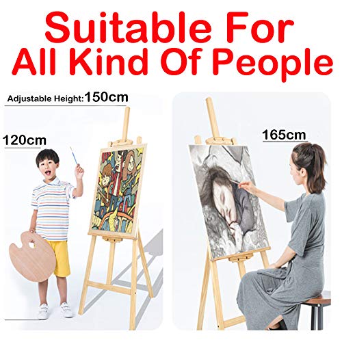 ZanGe 1.5M/59inch Studio Easel Wooden A-Frame Folding Pine Wood Artist Art Craft Adjustable Display Exhibition for Wedding Drawing Painting Holder- Easy to Assemble