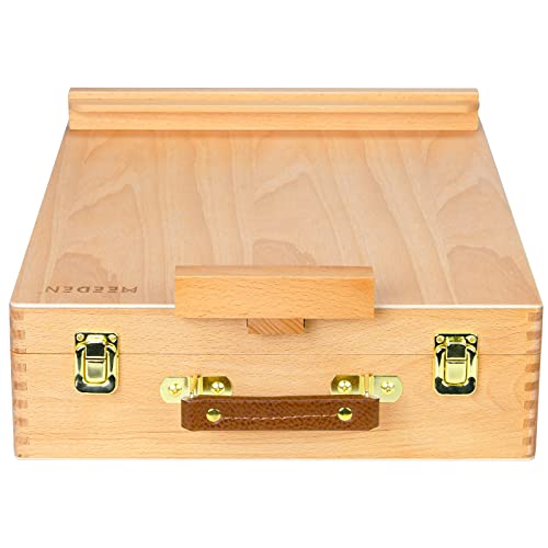 MEEDEN Large Sketchbox Easel, Adjustable Beech Wood Artist Tabletop Painting Storage Box, Portable Studio Desktop Storage Case to Store Acrylic Paints,Oil Paints,Paintbrushes,Sketch Pad &Art Supplies