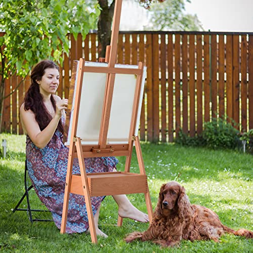 TANGZON H-Frame Artist Easel, Adjustable Beech Studio Easel with Art Supply Storage Drawer & Tray, Holds Canvas up to 92cm, Portable Wooden Painting Stand Shelf for Adults, Students and Beginners
