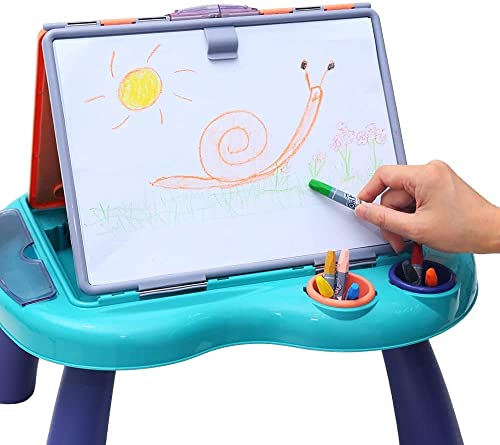 Foldable Kids Tabletop Easel Portable 4 in 1 Double-Sided Art Easel Chalkboard & Magnetic Whiteboard Art Easel Draw and Doodle Playset with Removable Panel Watercolor Pen Eraser Chalk for Boys Girls