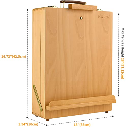 MEEDEN Large Sketchbox Easel, Adjustable Beech Wood Artist Tabletop Painting Storage Box, Portable Studio Desktop Storage Case to Store Acrylic Paints,Oil Paints,Paintbrushes,Sketch Pad &Art Supplies
