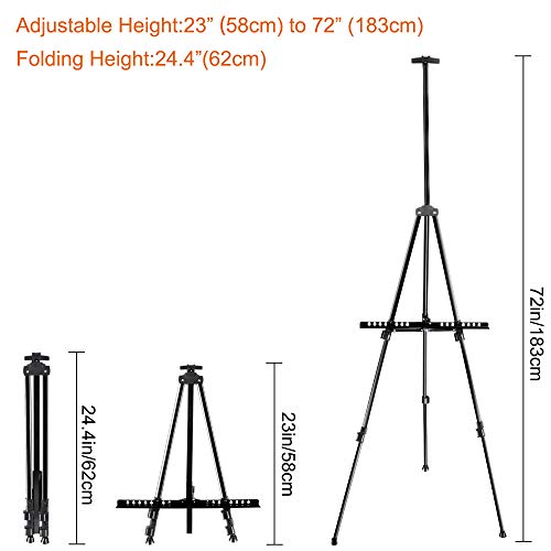 FUDESY Artist Easel Stand, Adjustable Art Tripod for Painting, 58cm to 182cm Tabletop and Floor Painting Display Adult Easel Stand, Aluminum Drawing Stand with Portable Bag