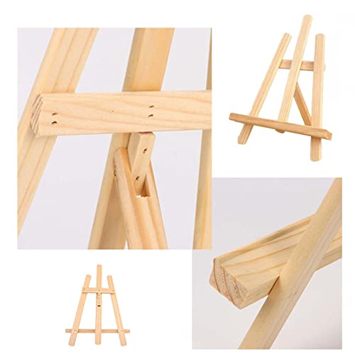 2Pcs Small Wooden Triangle Easels, 27CM Tabletop Adjustable Artist Painting Easel Wooden Display Stand for Painting , Card , Calendar, Drawing, Weddings, Craft Photos (21 x 27cm)