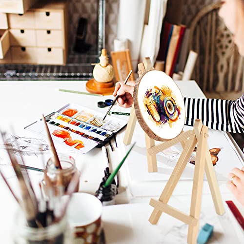 LOLYSIC 30 Pcs Mini Easel Stands, 15x8cm Mini Wooden Easels for Display, Small Wooden Table Top Easels, Adjustable Triangle Wooden Easels for Painting Art Picture Display Wedding Party Home Decor