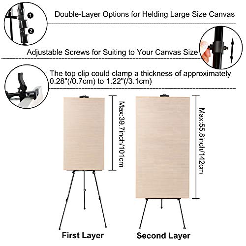 FUDESY Artist Easel Stand, Adjustable Art Tripod for Painting, 58cm to 182cm Tabletop and Floor Painting Display Adult Easel Stand, Aluminum Drawing Stand with Portable Bag