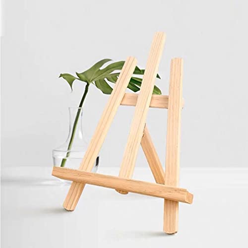 2Pcs Small Wooden Triangle Easels, 27CM Tabletop Adjustable Artist Painting Easel Wooden Display Stand for Painting , Card , Calendar, Drawing, Weddings, Craft Photos (21 x 27cm)