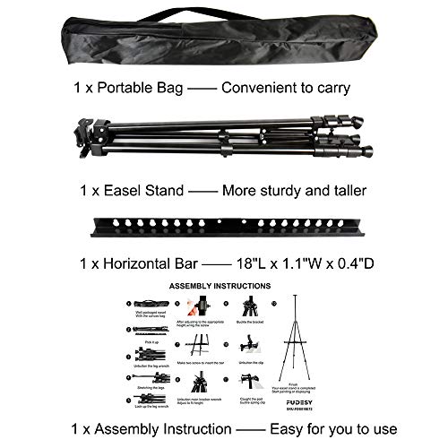 FUDESY Artist Easel Stand, Adjustable Art Tripod for Painting, 58cm to 182cm Tabletop and Floor Painting Display Adult Easel Stand, Aluminum Drawing Stand with Portable Bag
