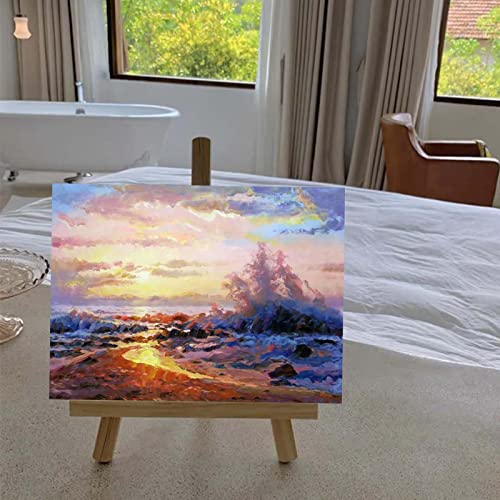 2Pcs Small Wooden Triangle Easels, 27CM Tabletop Adjustable Artist Painting Easel Wooden Display Stand for Painting , Card , Calendar, Drawing, Weddings, Craft Photos (21 x 27cm)