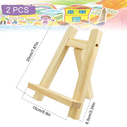 TANCUDER 2 PCS Wooden Easel Table Top Mini Wood Artist A-Frame Easel Calendar Display Stand Small Art Desktop Easel Stands Frames for Artist Displaying Painting Drawing Card Craft Photos, 15 x 20cm