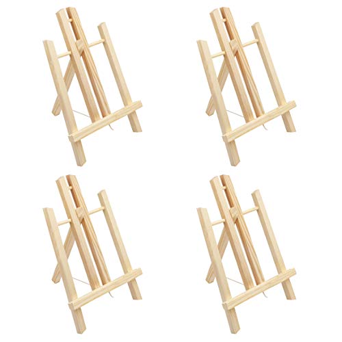 Belle Vous Wooden Tabletop Art Display Easels (4 Pack) - 30cm/12 Inches Painting Easel - Small Natural Pine Wooden Easel/Tripods for Displaying Canvas Paintings, Kids Arts & Crafts and Frames