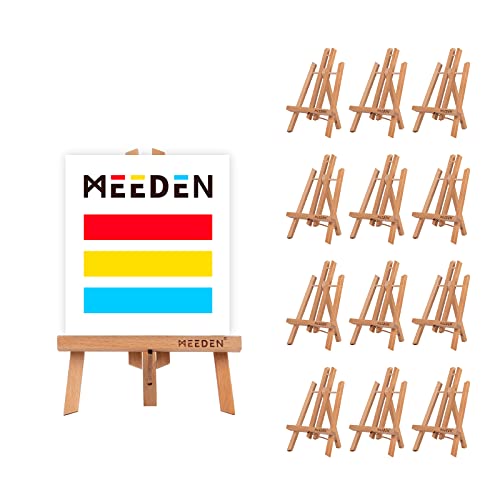 MEEDEN 12 Pcs 11" Tall Tabletop Easel - Small Solid Beech Wood Easel Painting Display Easel, Hold Canvas Art up to 12" High