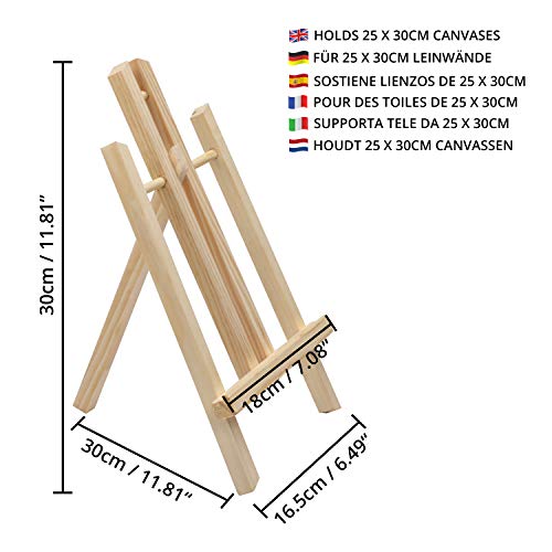 Belle Vous Wooden Tabletop Art Display Easels (4 Pack) - 30cm/12 Inches Painting Easel - Small Natural Pine Wooden Easel/Tripods for Displaying Canvas Paintings, Kids Arts & Crafts and Frames