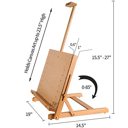 MEEDEN Large Drawing Board Easel, Solid Beech Wooden Tabletop H-Frame Adjustable Easel Artist Drawing & Sketching Board for Artists, Teens & Painters, Holds Canvas up to 23"