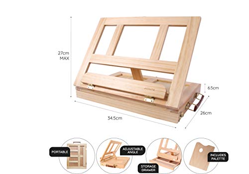 Desk Easel - Table Desk Top Easel Box with Art Supply Storage Drawer, Adjustable Easel for Painting, Drawing & Sketching