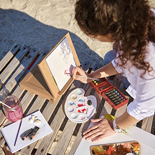 Arteza Wooden Desktop Easel with Drawer and Palette, Art Supplies for Portable Sketching, Drawing, and Painting with a Variety of Mediums