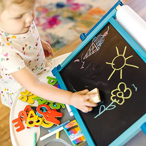Melissa & Doug Double-Sided Magnetic Tabletop Art Easel - Dry-Erase Board and Chalkboard