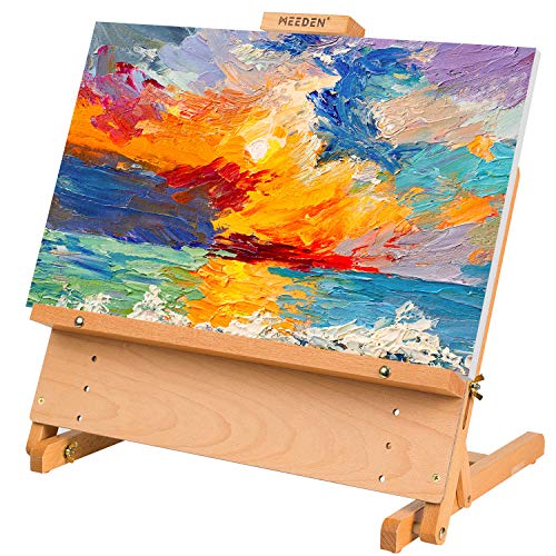 MEEDEN Large Drawing Board Easel, Solid Beech Wooden Tabletop H-Frame Adjustable Easel Artist Drawing & Sketching Board for Artists, Teens & Painters, Holds Canvas up to 23"
