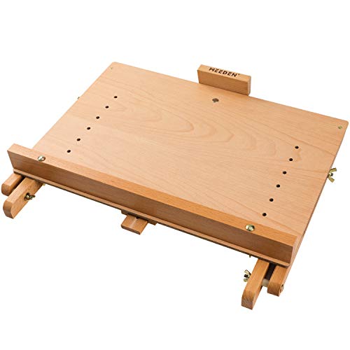 MEEDEN Large Drawing Board Easel, Solid Beech Wooden Tabletop H-Frame Adjustable Easel Artist Drawing & Sketching Board for Artists, Teens & Painters, Holds Canvas up to 23"