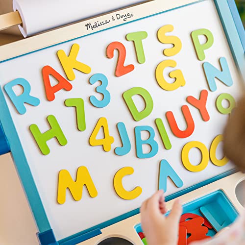 Melissa & Doug Double-Sided Magnetic Tabletop Art Easel - Dry-Erase Board and Chalkboard