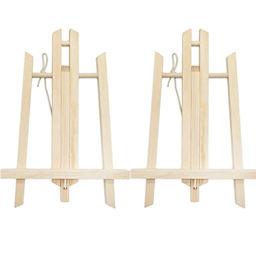 2 Pack Wooden Tabletop Art Display Easels, Small Painting Easel 30cm, Desktop Holder Stand for Displaying Canvas Paintings,Drawing, Weddings, Kids Arts & Crafts